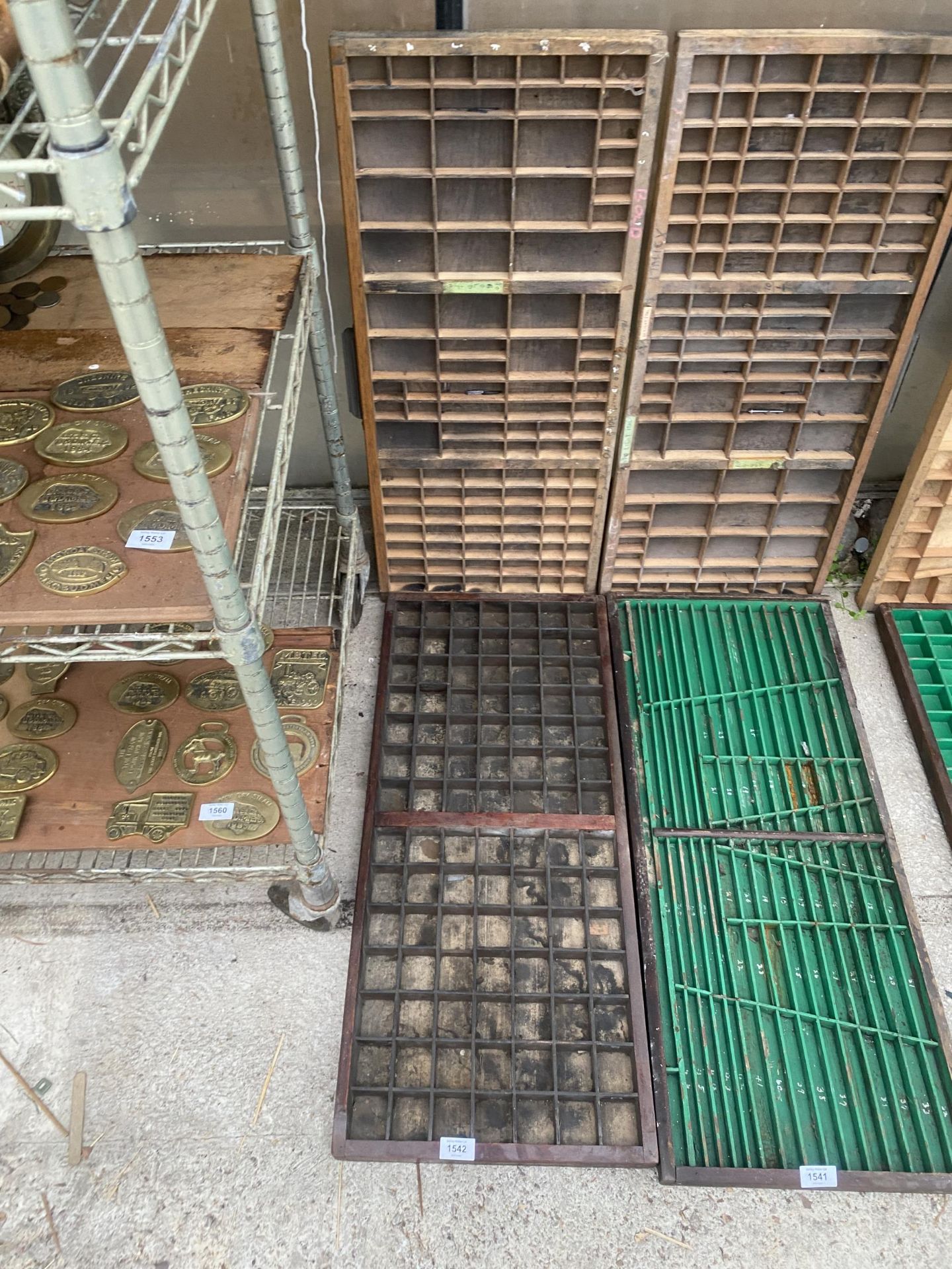 TWO LARGE VINTAGE WOODEN PRINTERS TRAYS