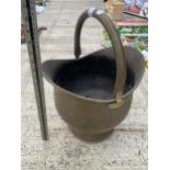 A VINTAGE BRASS COAL BUCKET