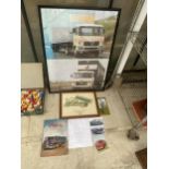 A COLLECTION OF VINTAGE AND ORIGINAL 'FODEN' EPHEMERA TO INCLUDE BLUE PRINT SKETCH, PHOTOGRAPHS