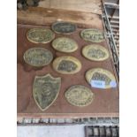 TEN VARIOUS BRASS STEAM RALLY PLAQUES