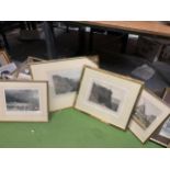 A GROUP OF FOUR VINTAGE FRAMED ENGRAVINGS OF LANDSCAPE SCENES