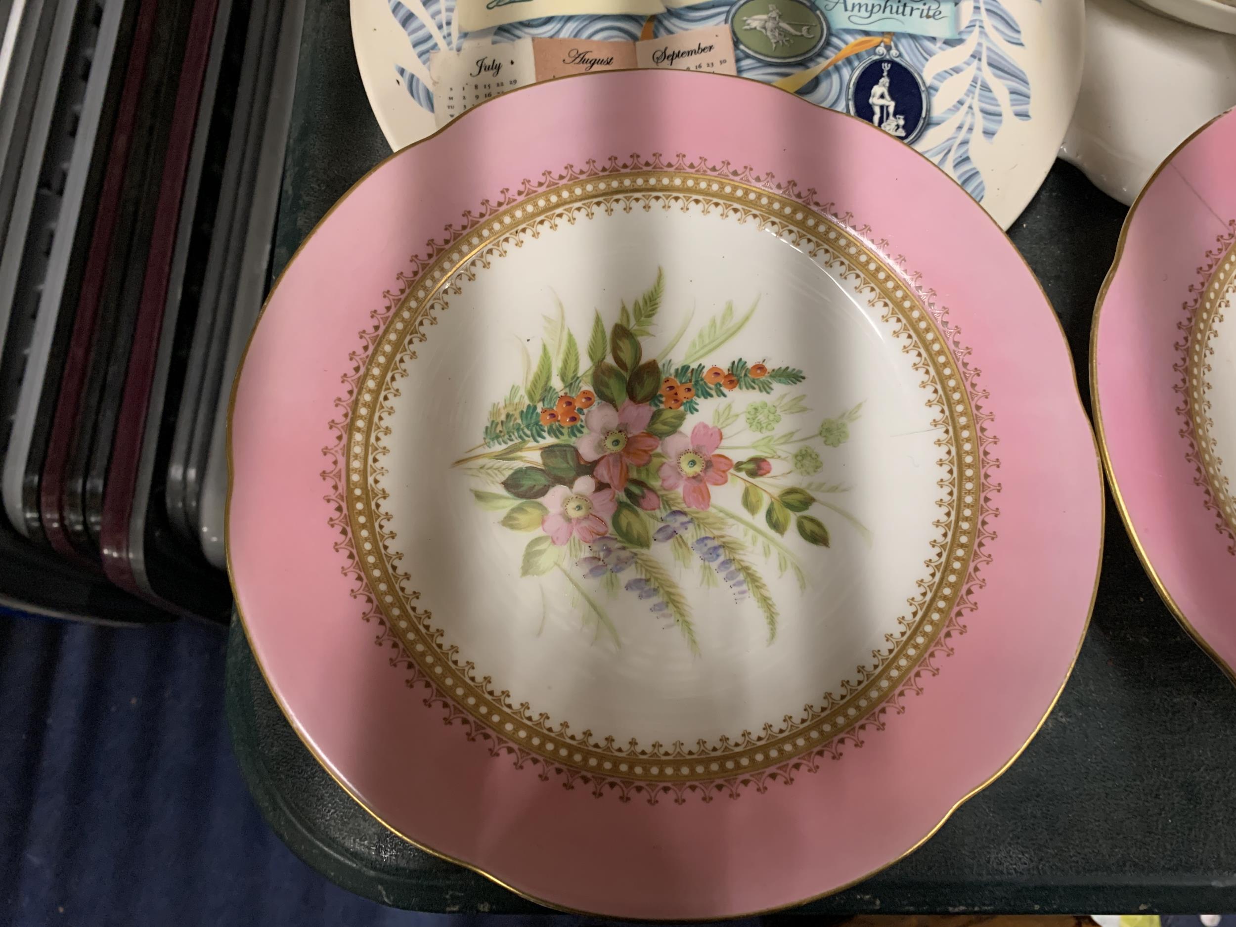A SET OF PINK AND GILT CABINET PLATES, FURTHER PLATES ETC - Image 4 of 6