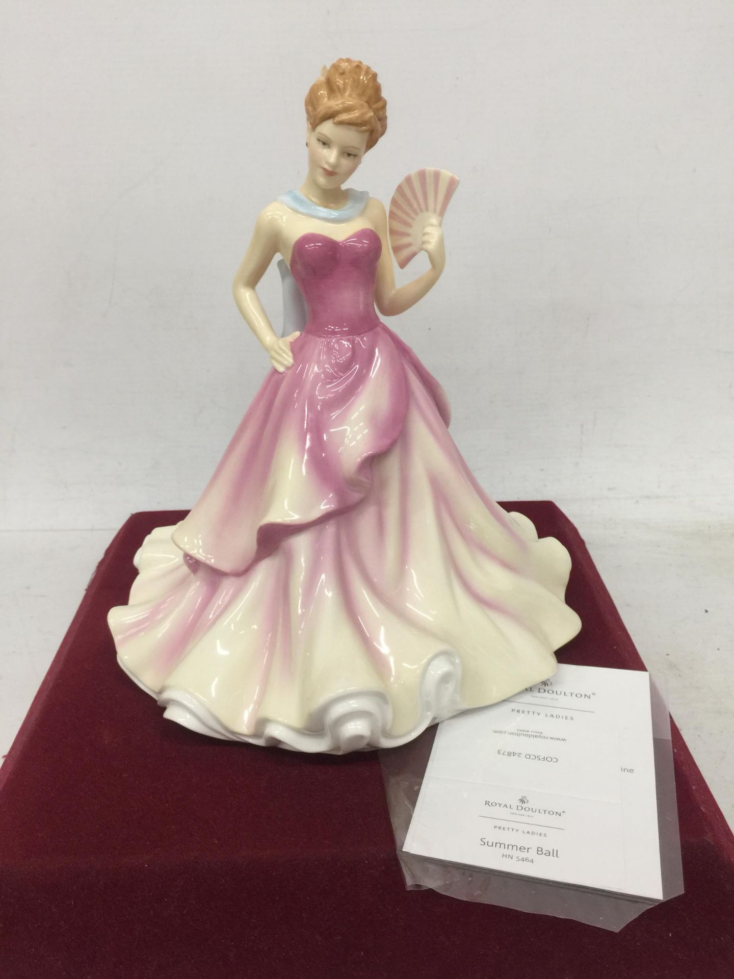 A ROYAL DOULTON PRETTY LADIES SUMMER BALL, HN5464 BONE CHINA LADY FIGURE WITH CERTIFICATE