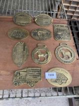 TEN VARIOUS BRASS STEAM RALLY PLAQUES