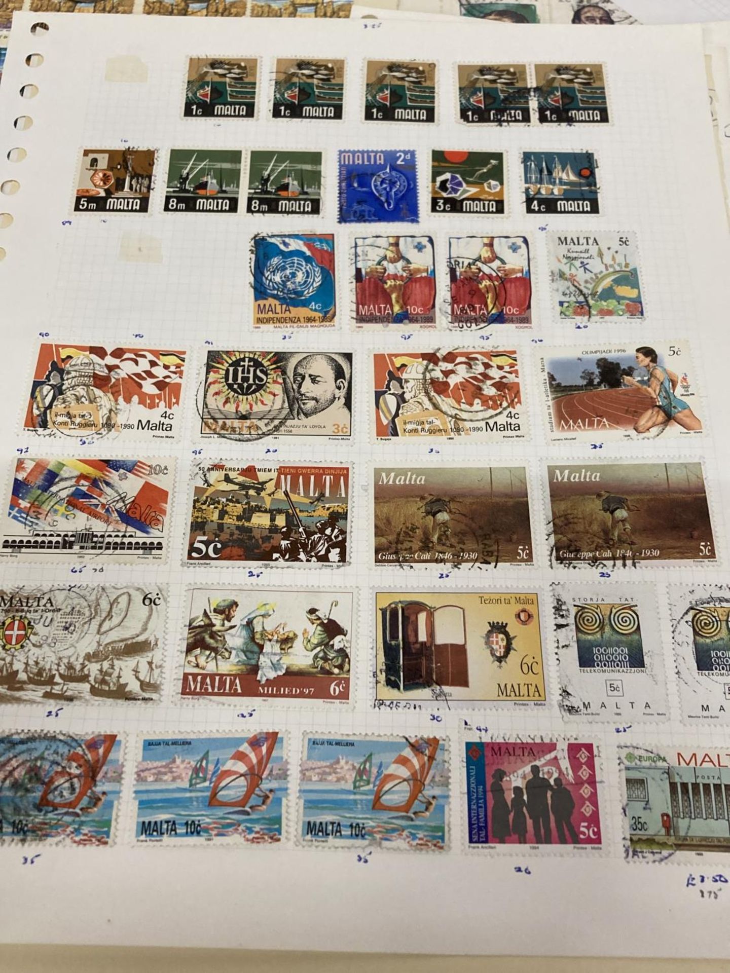 TEN PLUS SHEETS CONTAINING STAMPS FROM MALTA - Image 4 of 6