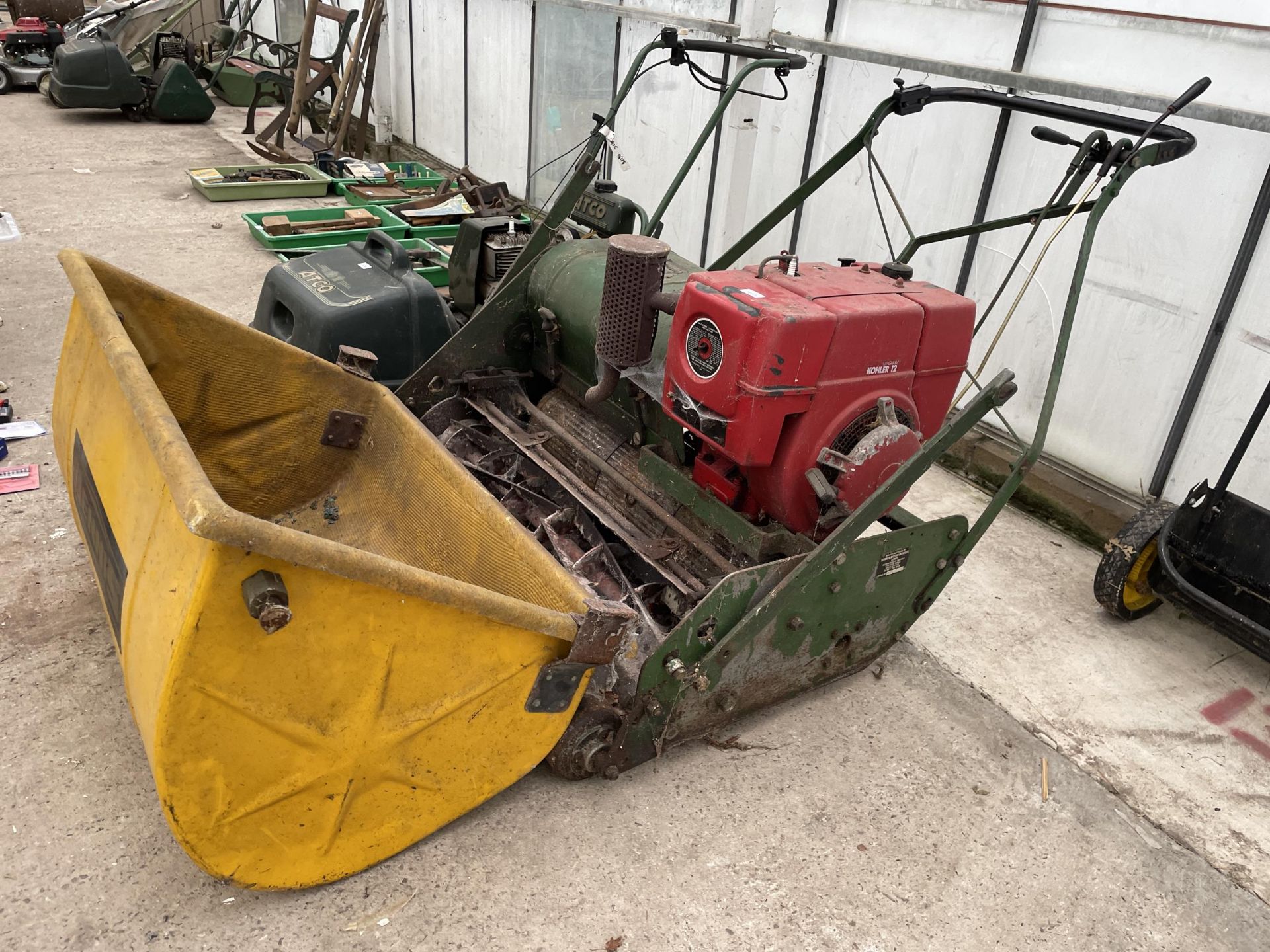 A LARGE DENNIS CYLINDER MOWER WITH GRASS BOX - Image 2 of 6