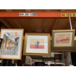 THREE FRAMED PRINTS TO INCLUDE AFRICAN SCENES (ONE SIGNED BY ARTIST)