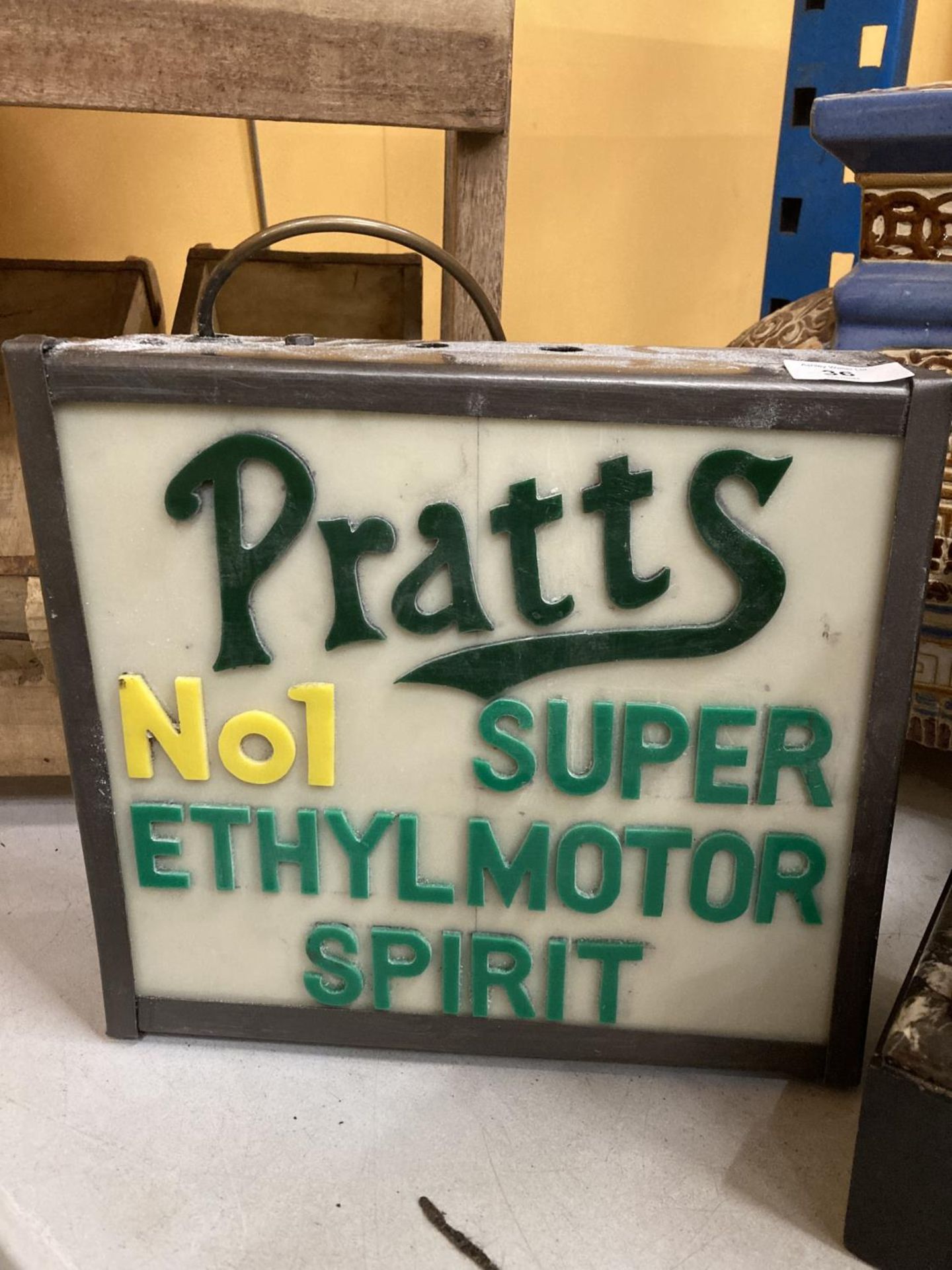 A PRATTS NO.1 SUPER ETHYLMOTOR SPIRIT ILLUMINATED LIGHT BOX SIGN