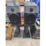 A PAIR OF B&W SPEAKERS ON STANDS