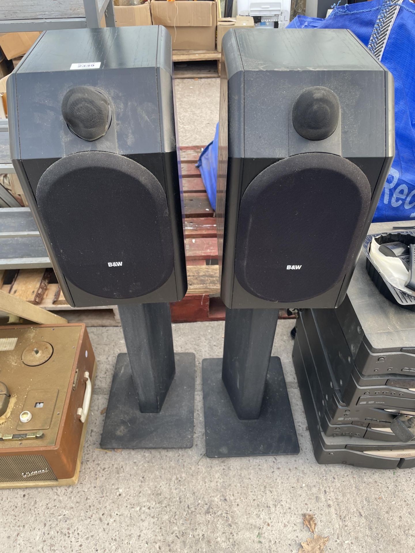 A PAIR OF B&W SPEAKERS ON STANDS