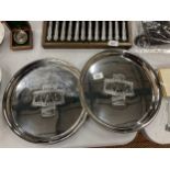 TWO AS NEW TREFFLICHES ALTENESSEN GOLD STAINLESS STEEL BEER TRAYS