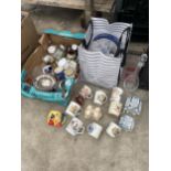 A COLLECTION OF VARIOUS CERAMIC ITEMS TO INCLUDE PLATES, CUPS, ETC