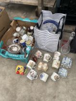 A COLLECTION OF VARIOUS CERAMIC ITEMS TO INCLUDE PLATES, CUPS, ETC