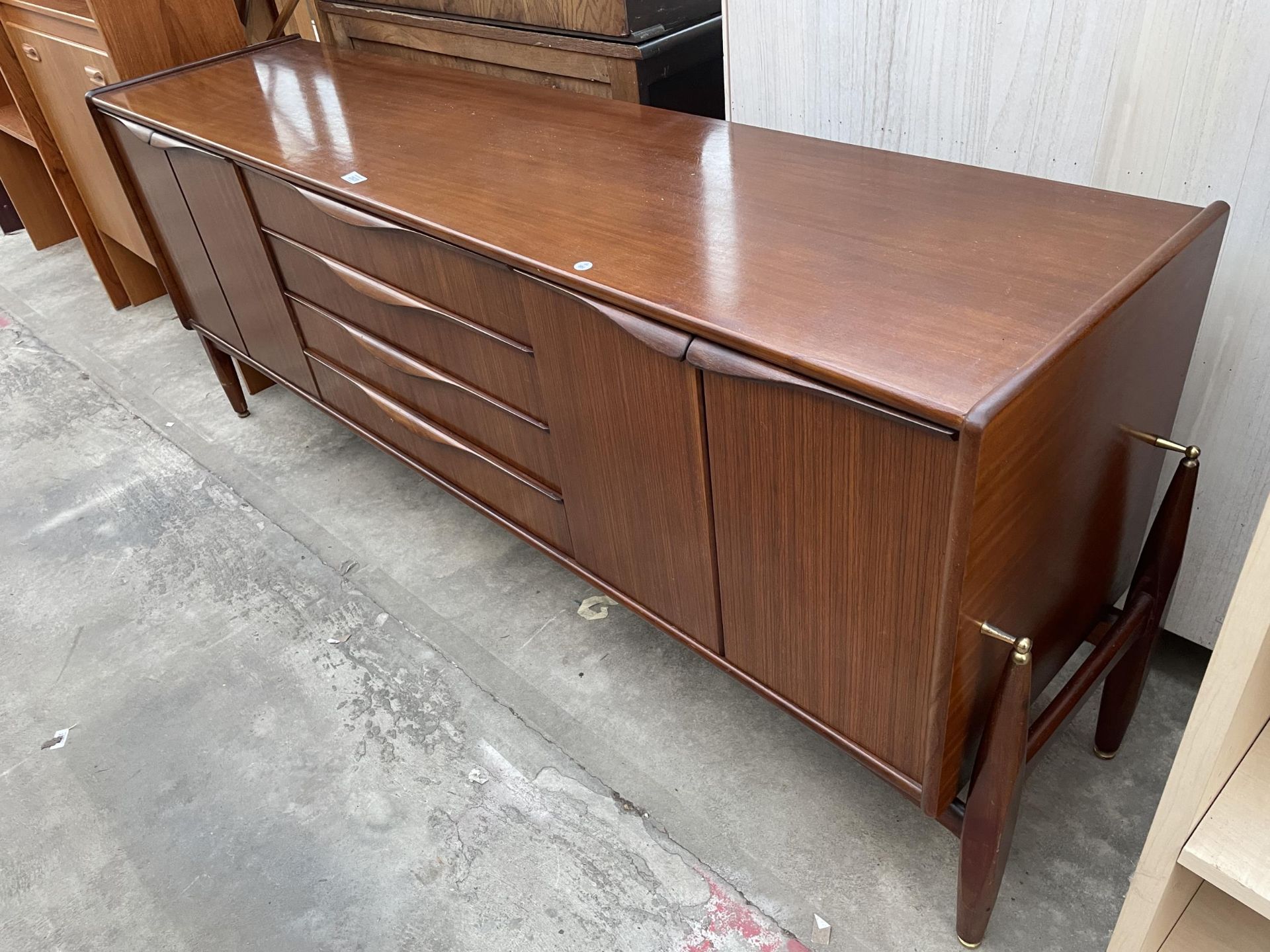 AN ELLIOTS OF NEWBURY ZEBRANO TEAK FLOATING SIDEBOARD, 76" WIDE ENCLOSING FOUR DRAWERS AND FOUR - Image 2 of 3