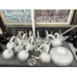 AN ASSORTMENT OF VINTAGE AND RETRO WHITE MURANO GLASS LIGHT FITTINGS AND SHADES