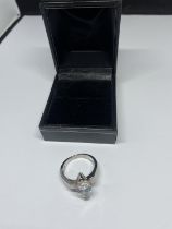 A LADIES SILVER DRESS RING, BOXED