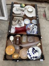 THREE BOXES OF VARIOUS CERAMIC ITEMS TO INCLUDE PLATES, CUPS, ETC