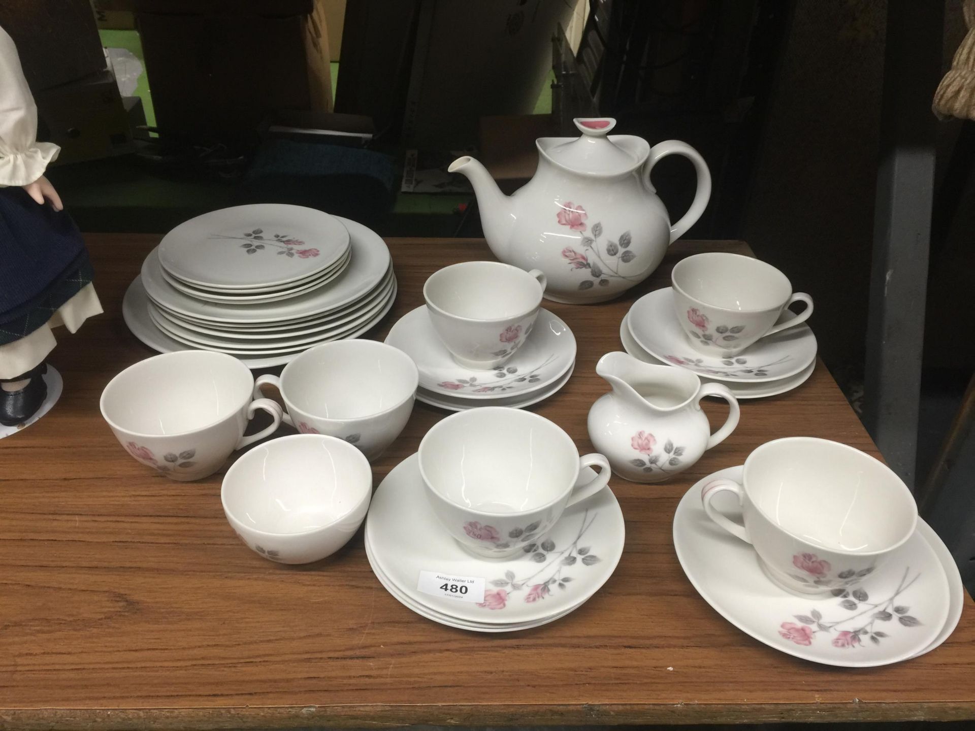 A VINTAGE FLORAL BONE CHINA TEASET