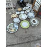 A LARGE ASSORTMENT OF CERAMICS TO INCLUDE PLATES AND CUPS ETC