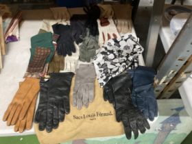 A QUANTITY OF LEATHER GLOVES AND SILK HANKERCHIEFS
