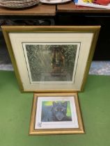 TWO FRAMED LIMITED EDITION PRINTS SIGNED BY THE ARTIST TO INCLUDE "BLACK BEAUTY" PANTHER AND AN