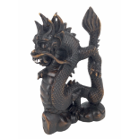 A CHINESE QING CARVED ROOTWOOD HARDWOOD DRAGON SCULPTURE, HEIGHT 26CM