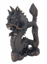 A CHINESE QING CARVED ROOTWOOD HARDWOOD DRAGON SCULPTURE, HEIGHT 26CM