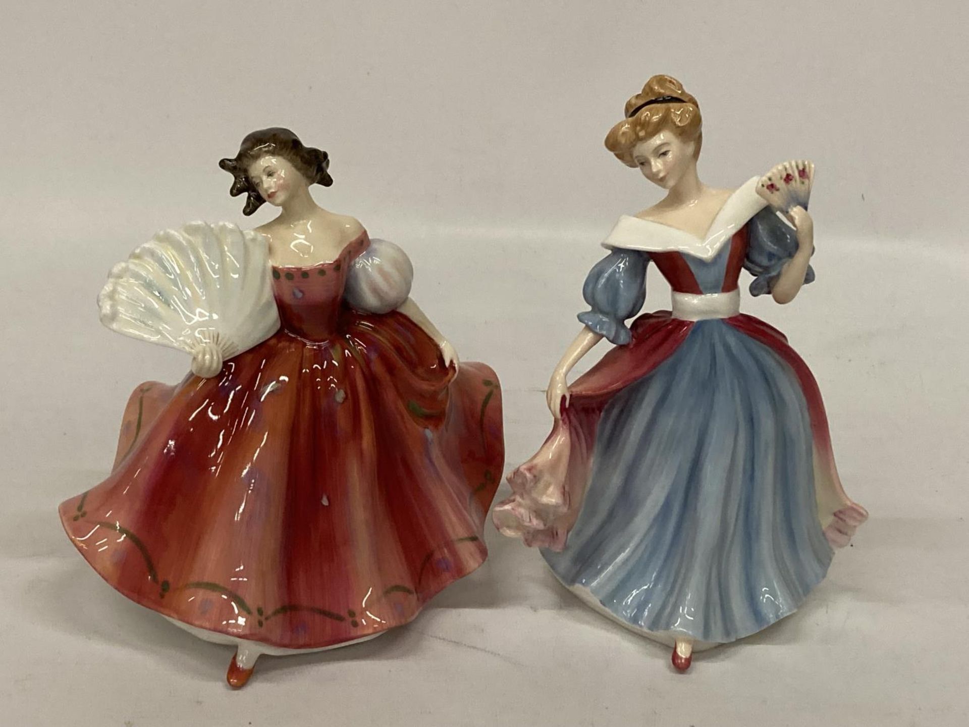 TWO ROYAL DOULTON FIGURINES "FIRST WALTZ" HN2862 AND "FIGURE OF THE YEAR AMY" HN2216