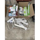 TWO BOXES OF AS NEW LIGHT BULBS AND A COLLECTION OF EXTENSION CABLES