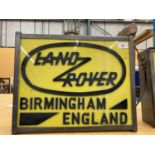 A LAND ROVER BIRMINGHAM ENGLAND ILLUMINATED LIGHT BOX SIGN