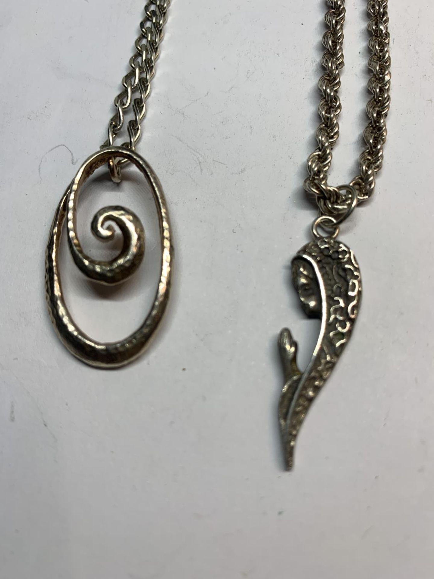 TWO HEAVY SILVER NECKLACES WITH PENDANTS - Image 2 of 3