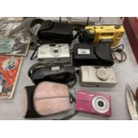 FIVE CAMERAS TO INCLUDE A MINOLTA WEATHERMATIC 35DL, AN OLYMPUS X-15, RICOH FF-9, ETC, SOME WITH