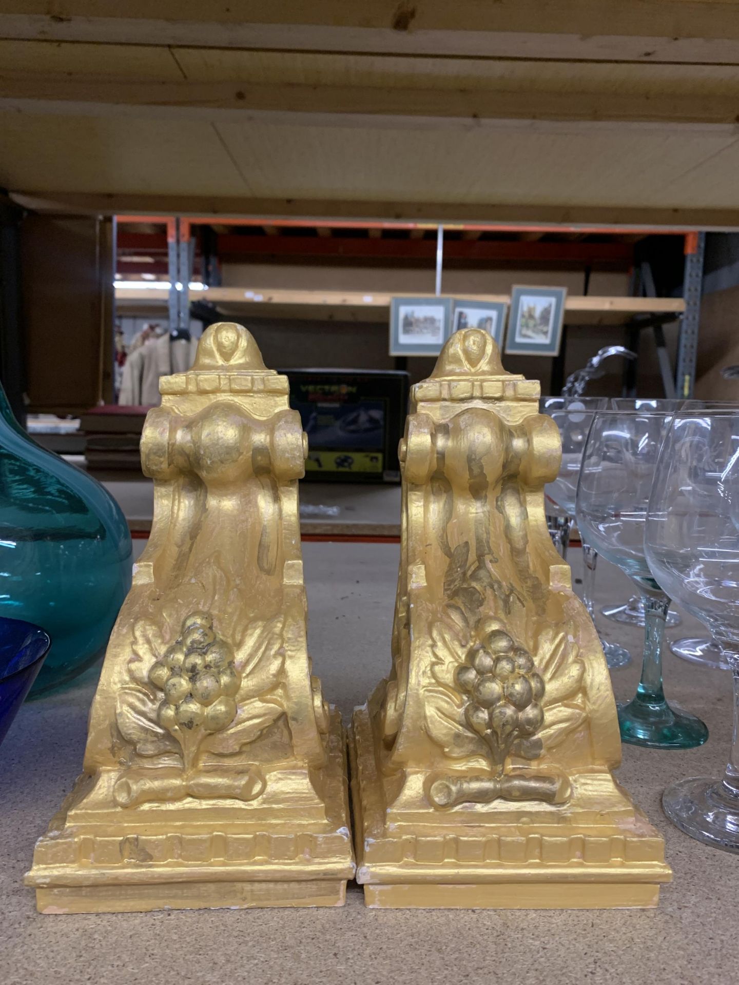 TWO GOLD WALL SCONCES