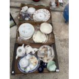 THREE BOXES OF VARIOUS CERAMIC ITEMS TO INCLUDE PLATES, CUPS, ETC