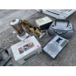 AN ASSORTMENT OF ITEMS TO INCLUDE A VACUUM CLEANER, A JUICER AND RADIOS ETC