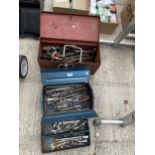 TWO TOOL BOXES WITH A LARGE ASSORTMENT OF SPANNERS