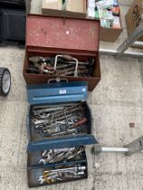 TWO TOOL BOXES WITH A LARGE ASSORTMENT OF SPANNERS