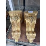 A PAIR OF GILT PAINTED WOODEN WALL SCONCES