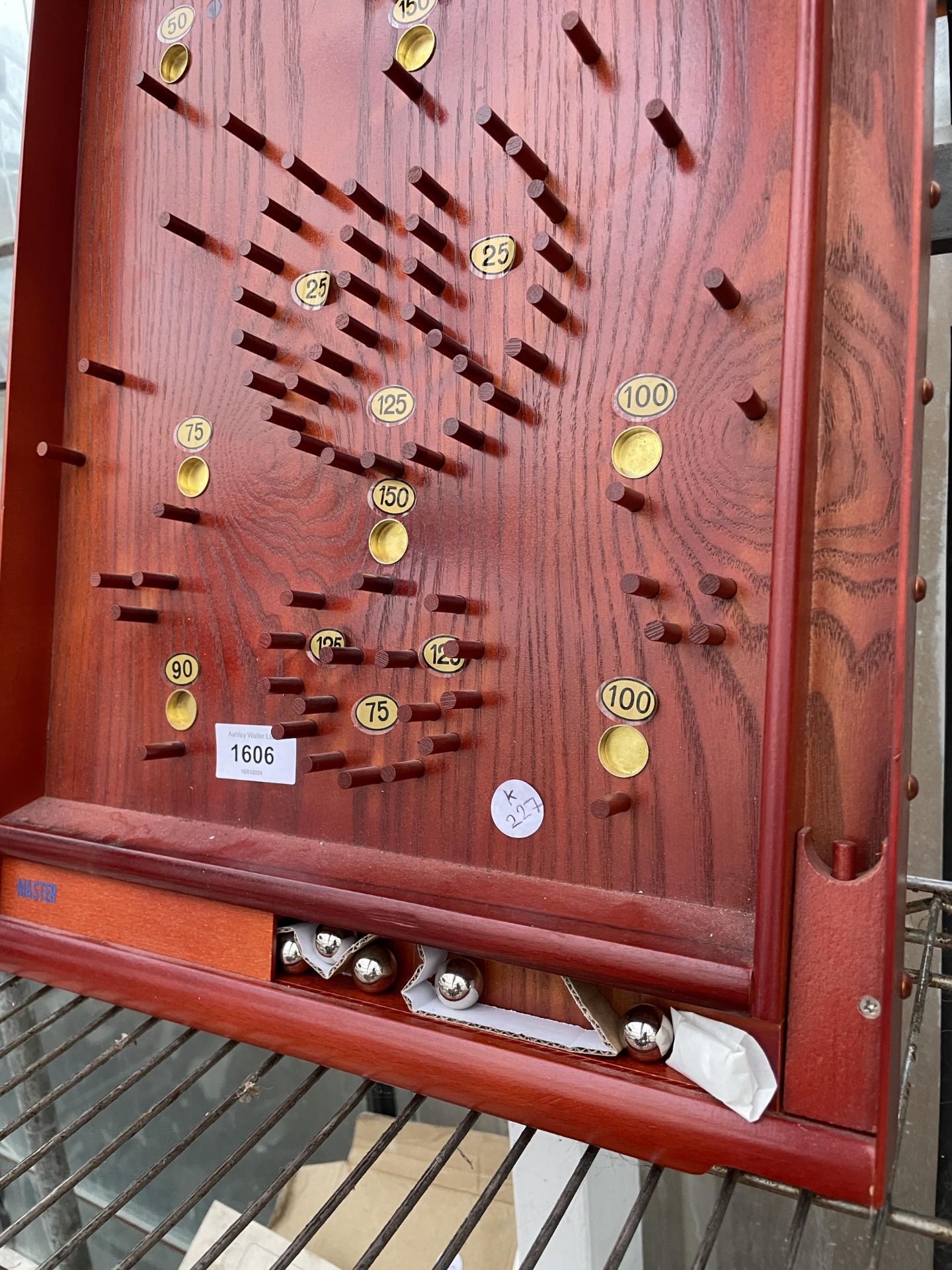 A VINTAGE WOODEN BAGATELLE GAME COMPLETE WITH BALLS - Image 2 of 2