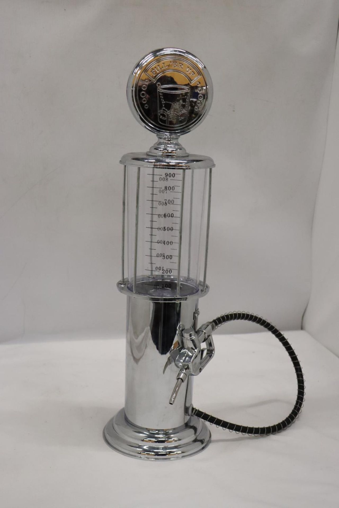 A CHROME PETRO PUMP DRINKS DISPENSER, HEIGHT 48CM