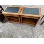 A PAIR OF WALNUT BEDSIDE TABLES WITH SINGLE DRAWER