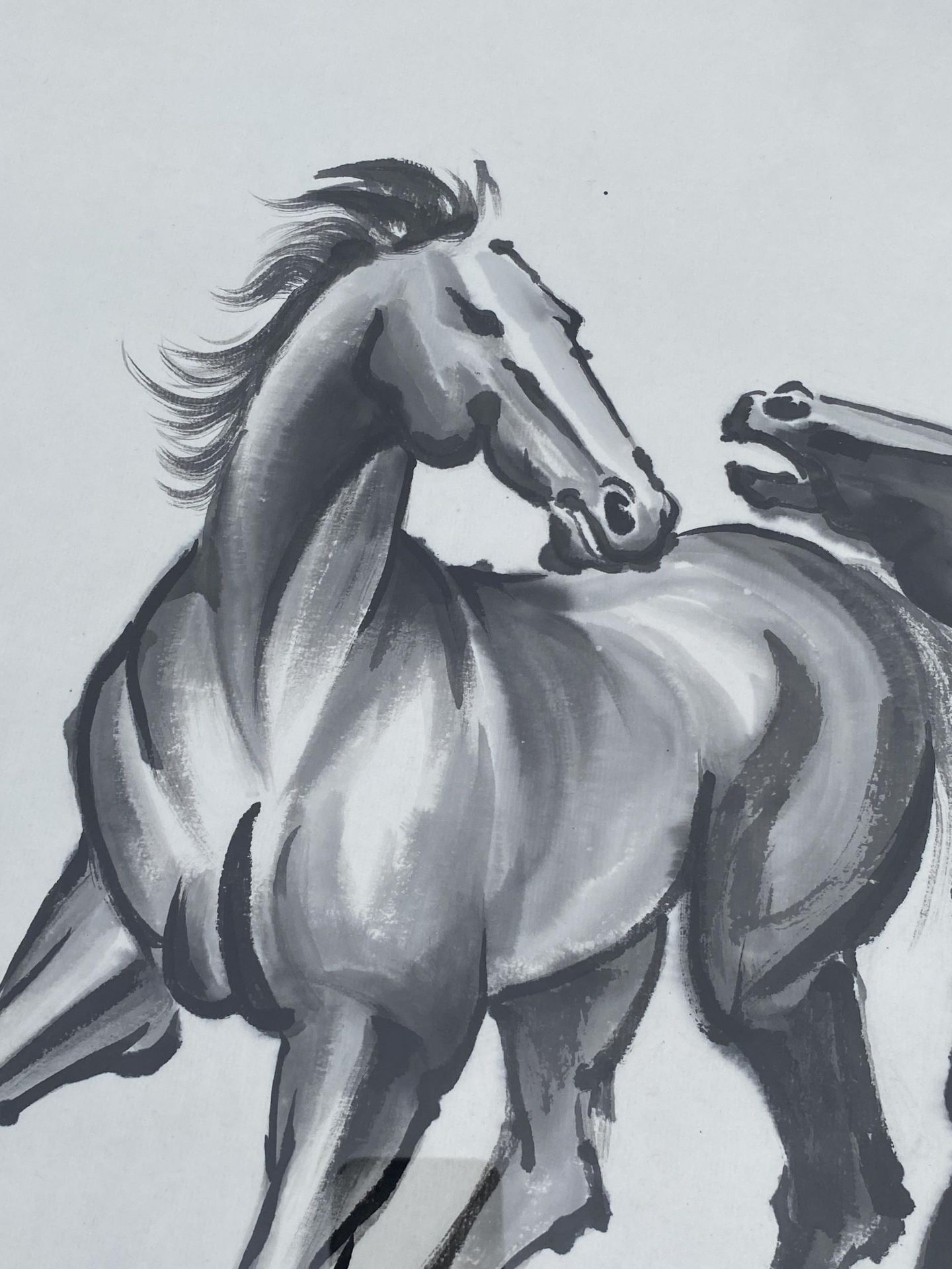 A LARGE CHINESE XU BEIHONG DESIGN HORSE PRINT, SIGNED, 94 X 94CM - Bild 3 aus 5