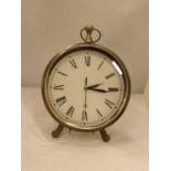 A LARGE POCKET WATCH CLOCK ON A STAND, HEIGHT 36CM