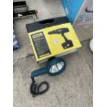 TWO ITEMS TO INCLUDE A BOXED MCKELLER 18V CORDLESS DRILL AND A SPOT LIGHT