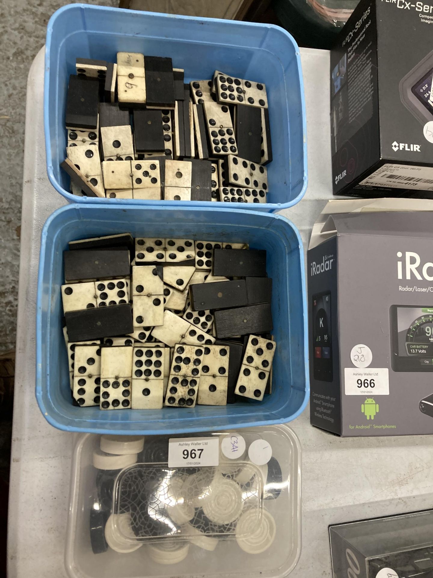 A QUANTITY OF DOMINOES AND DRAUGHTS