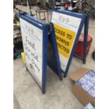 TWO METAL A-FRAME ADVERTISING BOARDS