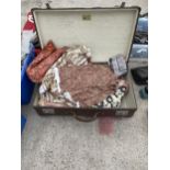 A VINTAGE TRAVEL CASE AND AN ASSORTMENT OF VINTAGE MATERIAL