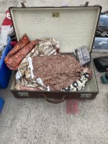 A VINTAGE TRAVEL CASE AND AN ASSORTMENT OF VINTAGE MATERIAL