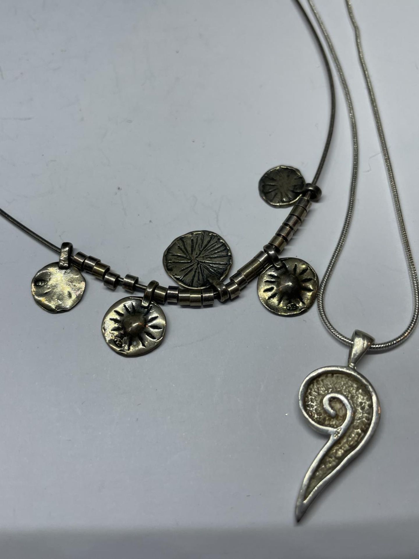 TWO SILVER NECKLACES AND SILVER CLASP BRACELET - Image 2 of 3