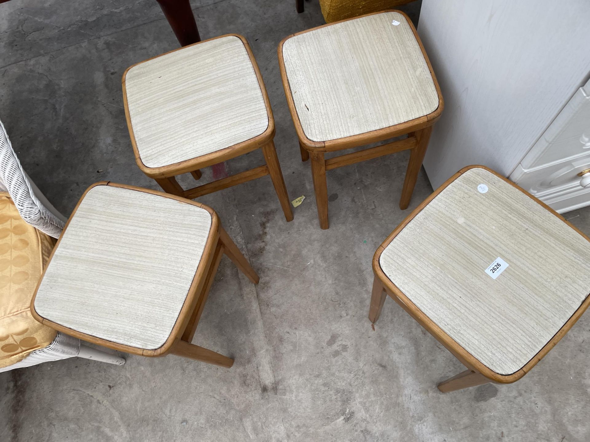 A SET OF FOUR 1970'S KITCHEN STOOLS - Image 2 of 3